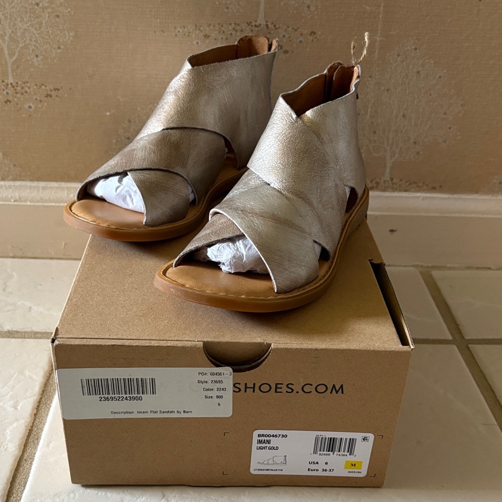 Born Light Gold Leather Wrap Sandal